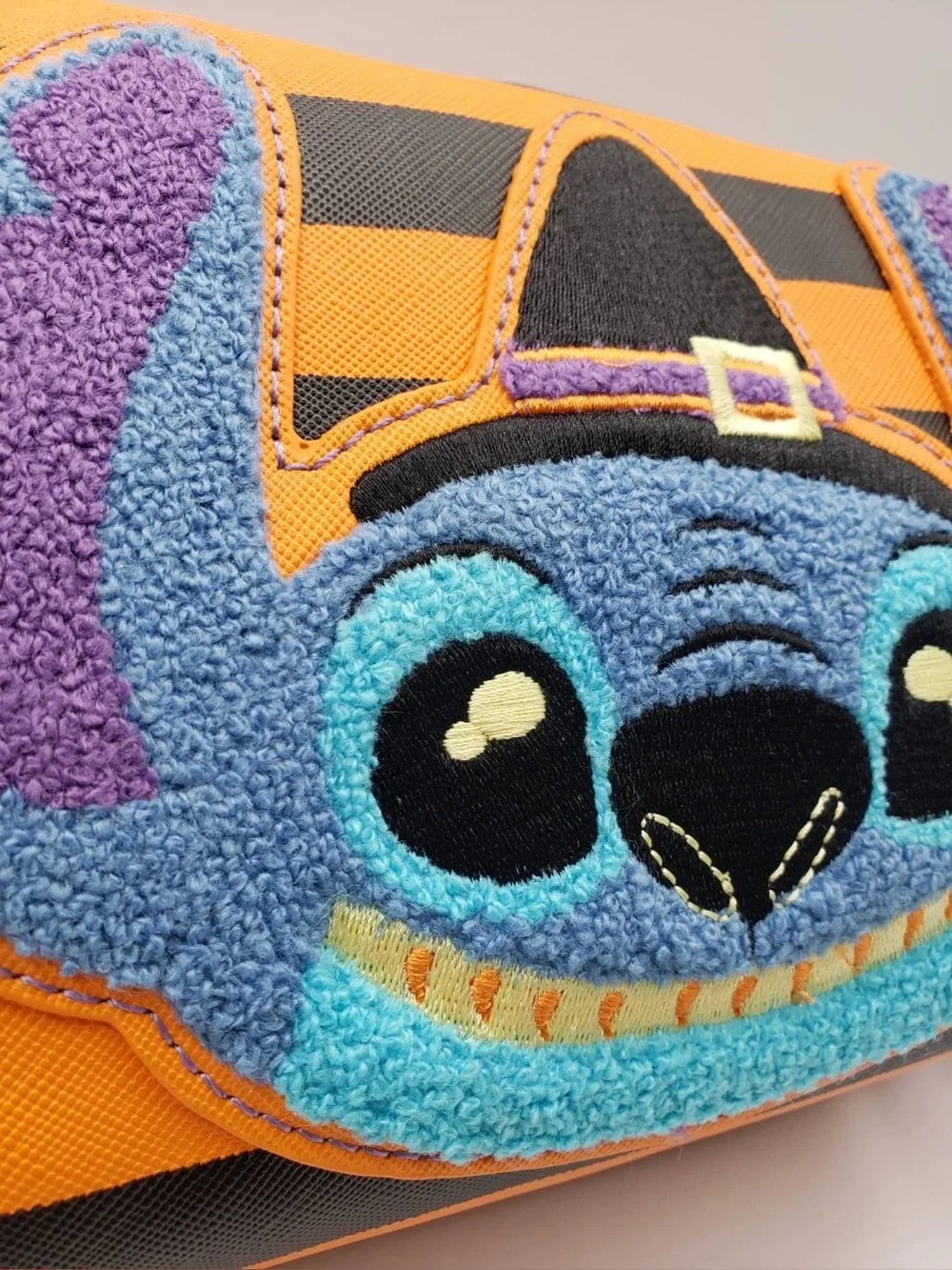 Kids Halloween Stitch Striped Crossbody Bag - Orange & Black